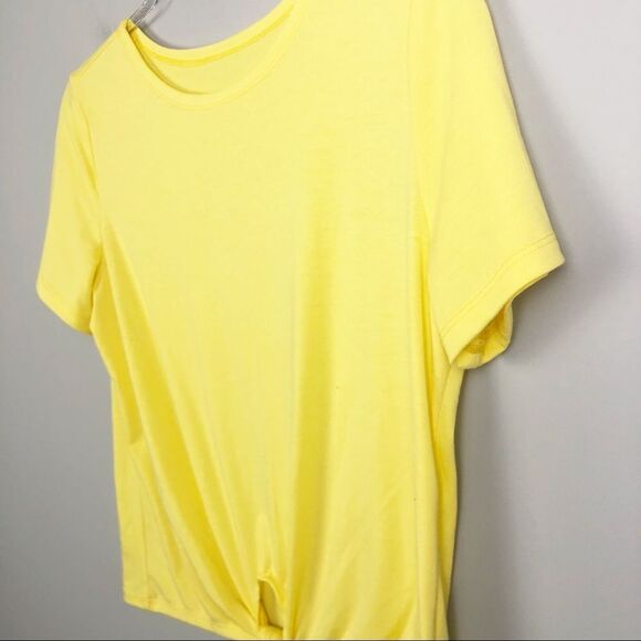 UNBRANDED | Bright Yellow Short Sleeve Tee with Tie Knot Detail Women’s Size M - Picture 2 of 8